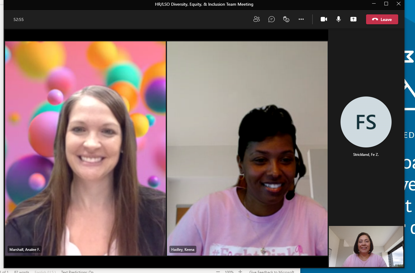 " MPC HR & LSO Diversity, Equity & Inclusion team wearing pink in honor of Breast Cancer Awareness Month and the brave fighters, survivors, and the ones that lost their battle against this disease. "-Lilia Hernandez, Corporate Governance Analyst / Compliance and Concerns